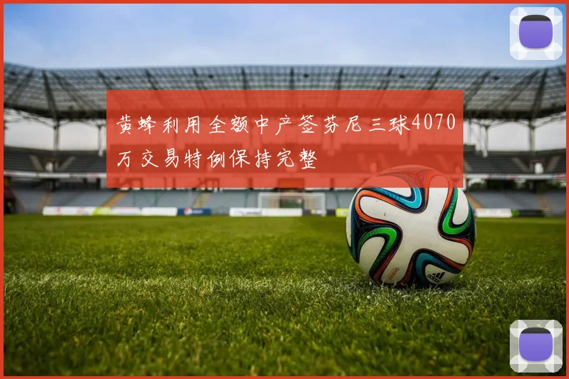 黄蜂利用全额中产签芬尼三球4070万交易特例保持完整